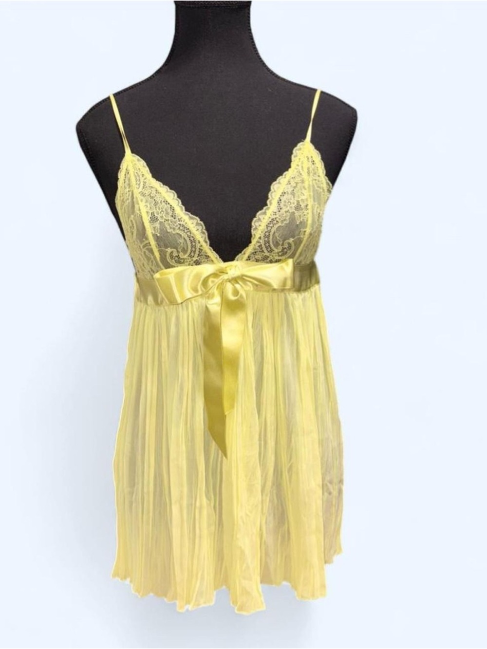 Victoria's Secret Yellow Lace & Satin Bow Babydoll